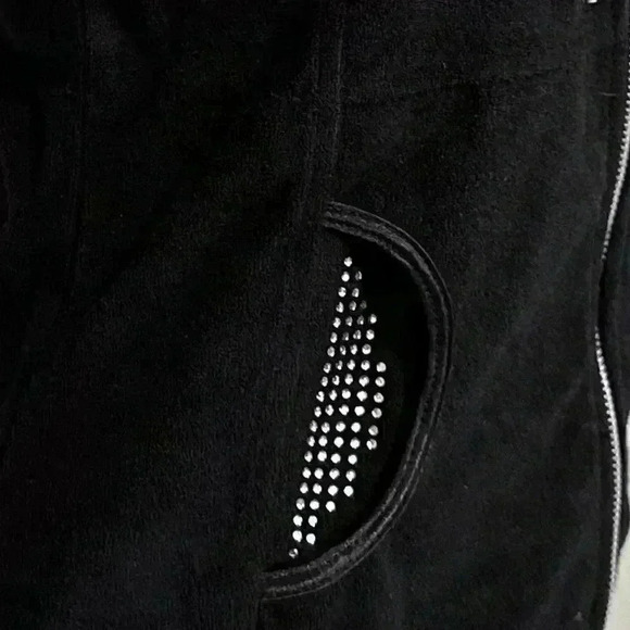 🆕 Women’s BCBG MAXAZRIA embellished black  terry zippered hoodie - Picture 5 of 16
